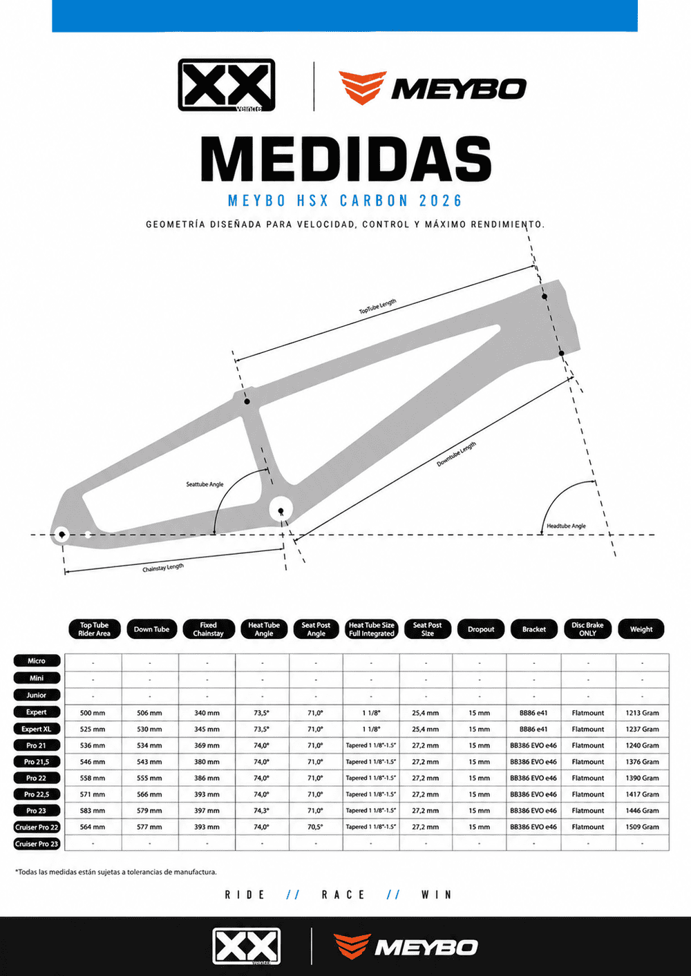 Meybo Carbon HSX Medidas Veinte BMX Chile